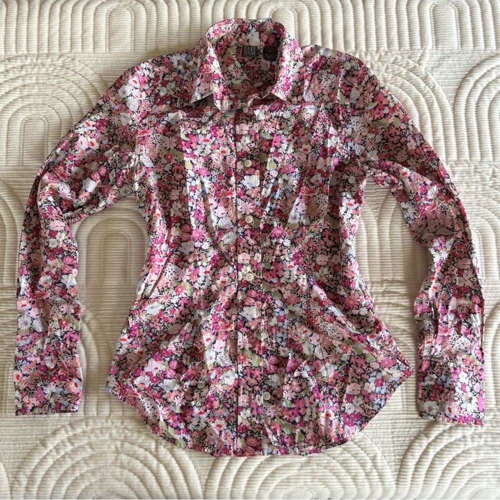 Pink floral button down